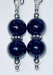 Sterling Silver and Blue Goldstone Earrings – Starry Night OOAK