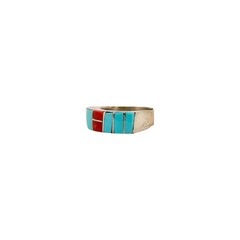 Monica Kanesta, Ring, Multi-Stone, Sterling Silver, Zuni Handmade, 7