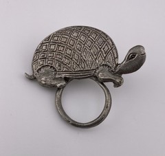 Turtle Tortoise Eyeglass Holder Eye Glass Loop Pin Brooch Pewter Handmade Signed