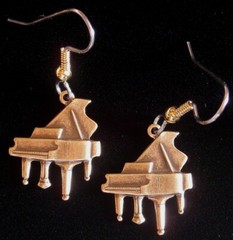 Baby Grand Piano Earrings Silver Plate or Antiqued Brass Music Teacher
