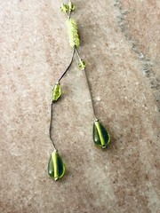 Handmade Artisan Lariat Style Green Glass Bead Necklace Adjustable 16”-17.5”