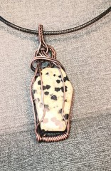 Wire Wrapped Necklace Dalmation Jasper Coffin Handmade Pendant