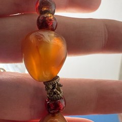 Artisan Carnelian Agate Statement Necklace 20″ Chunky Bead Boho Pendant