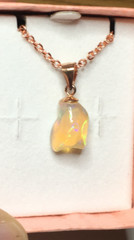 #94- 3.60ct Genuine Freeform Ethiopian Welo Opal a Rose Gold Plated Chain