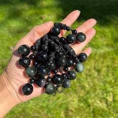 Natural Rainbow Obsidian 16mm Pendant Amulet Healing Reiki Men Women Necklace
