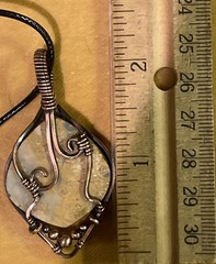 Natural Peruvian Blue Opal ~ Handmade copper wire wrapped pendant 9u