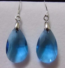 Handmade Drop/Dangle Swarovski Element Crystal Earring Sterling Silver Blue