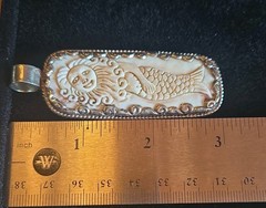 Handcarved Tibetan Mermaid Pendant Necklace Silver Vintage Oddity Unique 2 Sided