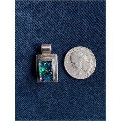 950 Sterling Silver blue and green dichroic glass Pendant