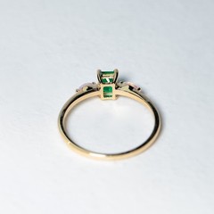 Starry Night Mexican Fire Opal Diamond Engagement Ring 18K Yellow Gold