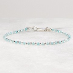 2mm Tiny Amazonite Bracelet – Dainty Sterling Silver Minimal