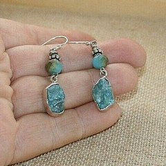 Artisan Rough Apatite & Chez Glass Earrings by Wild B of Arizona!