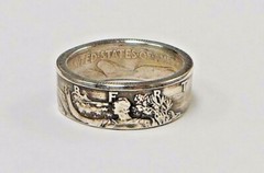 Coin ring HANDMADE from Silver Walking Liberty Half Dollar 1934-47 in size 6-15