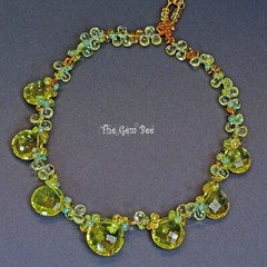Apatite Lemon Quartz Citrine 19.5″ Cluster Necklace With 18K Solid Gold Clasp