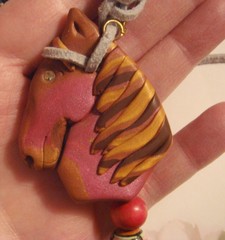 #736 Handmade A Polymer Clay Horse Head Decoration with Crystals.