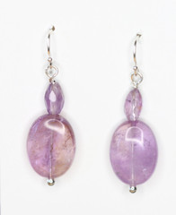 Amethyst Earrings Purple 13mm x 18mm Oval Natural Gemstone .925 Sterling Silver