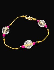 UV reactive pink glass beads, with non glow 14mm clear glass beads, bracelet