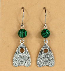Malachite Planchette Dangle Drop Earrings Hand Crafted