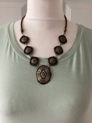 Handcrafted Leather & Silver Tone Metal Medallions Costume Necklace – Argentina