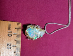 Unique Colorful Ethiopian Welo Opal Rough Pendant Silver Plated Tree Branch Wrap