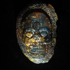 Mexican Amber Calavera Carving Pendant