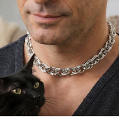 Stainless Steel Handwoven Double Spiral Chainmail Weave Unisex Chain Choker