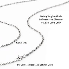 Baby Bunny Charm Necklace – Surgical Steel Charm & Rolo Chain – Lobster Clasp