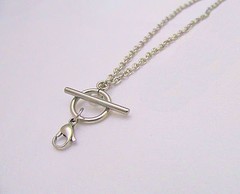 Stainless Steel Toggle Chain Necklace w Lobster Clasp Floating Locket Pendant