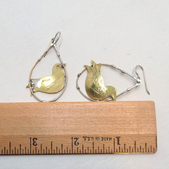 Roggio Handmade Bird Earrings Sterling Silver 925 Brass Dangle Drop Artisan