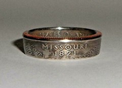 «Sealed» MISSOURI US STATE QUARTER handmade coin ring or pendant size 4-14