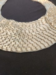 Handmade white beaded collar bib necklace