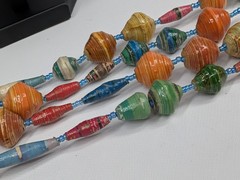 Colorful Handmade Paper Bead Multi Strand Necklace Recycled Paper Beads Boho
