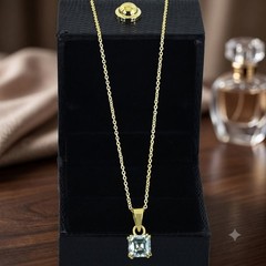 RARE 2.50 Ct Asscher Cut Blue Diamond Certified Pendant, FREE Diamond Studs