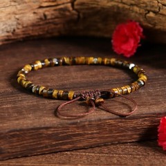 Natural Brown Tiger’s Eye Tibetan Cube Beaded Healing Protection Boho Bracelet
