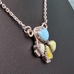 Southwestern Palomino Kingman Turquoise Necklace Cluster Sterling Silver