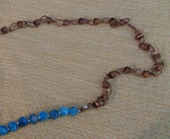 Artisan crafted,Abalone pendant on 18” faceted apatite and copper strand. Beauti