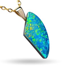 Khanjar’ Rare Australian Opal Pendant 14k Gold Doublet Gift 7ct N85