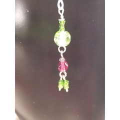 Handmade Dangle Drop Earrings Green Blue Pink Glass Beads .925 Hooks Set 2