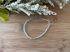 New! Aquamarine & Sterling Silver Handmade Bracelet 7 to 7 3/4 inches – B748