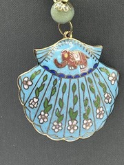 Handmade Artisan Beaded Necklace With Cloisonné Truck Up Elephant Shell Pendant