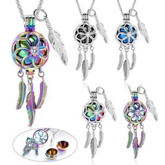 Dream Catcher Urn Necklace for Ashes Flower Feather Urn Pendant Cremation Gifts