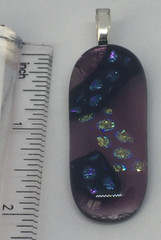 Fused Dichroic Glass Pendant Necklace-Shades of Purple, Green and Blue #193