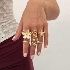 Stylish Trendy Chic Bohemian Beachy Vacation-ready Ocean Vacation Style Ring Set