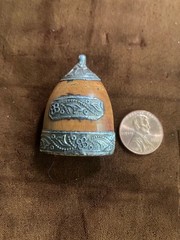 ANTIQUE HAND CARVED NEPALESE HALF STUPA, SPIRITUAL SYMBOL PENDANT