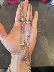 Artisan Silver, Crystal And Pearl Long 30 In