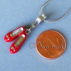 Ruby Red Slippers European Large Hole Pendant Necklace – Wizard Of Oz Theme Bead