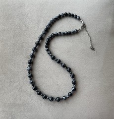 SNOWFLAKE OBSIDIAN Multi-size Beads Unisex Necklace 19” Stainless Steel