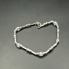 Light Blue Oval Stones with Twist Links Sterling Silver 925 Bracelet