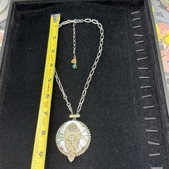 Adorned Crown Jewelry assemblage vintage mother of pearl rhinestone necklace
