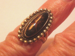 Bell Trading 14K On Sterling Silver Red Black Jasper Oval Cabochon Ring 4.4Gr S5